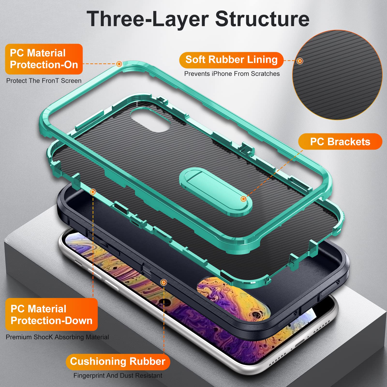 Phone Case for iPhone Xs X 10 10s with Screen Protector Cell Cover